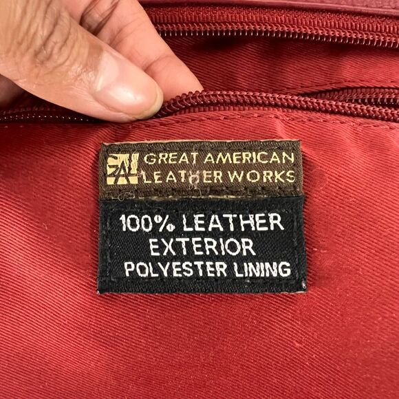 Great American Leather Works Wine Red 100% Cowhide Leather Shoulder/Crossbody - Picture 8 of 9